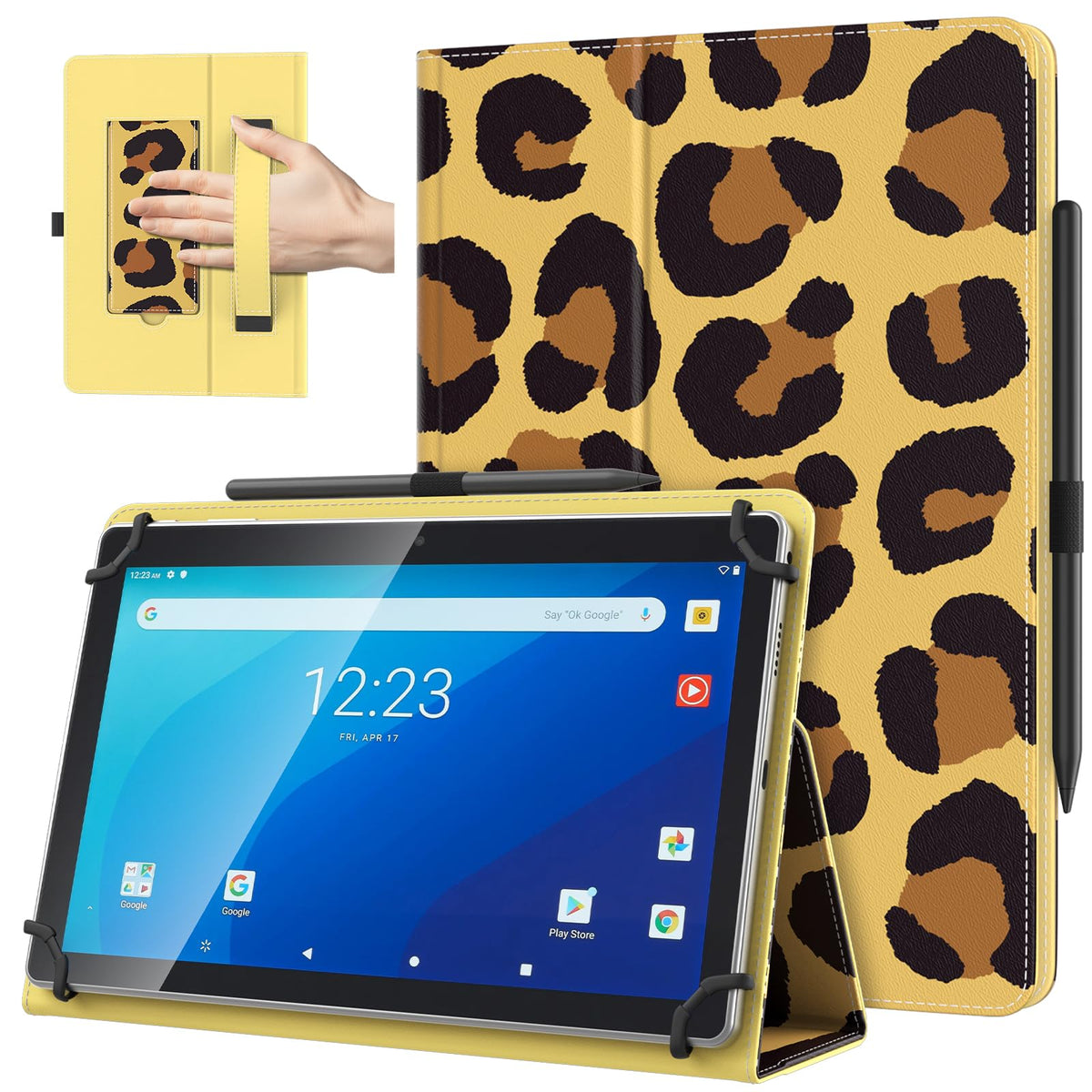 TiMOVO Universal Case for 10.1 Inch Android Tablet, Flowers on Purple