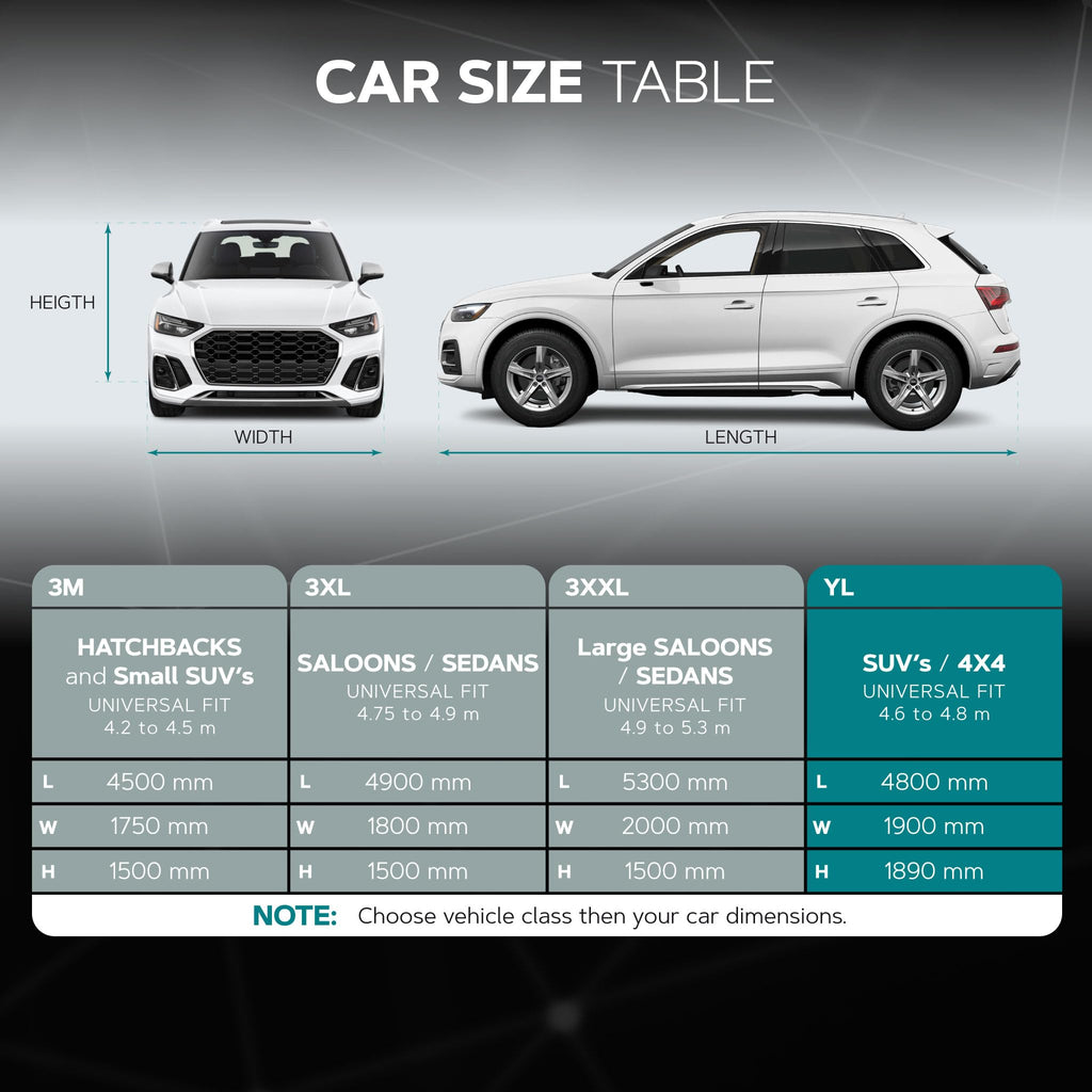 VORSPRUNG® Universal Car Cover(4 Sizes)| Driver Side Zip | Waterproof All Weather| Snow/Sun/Wind Proof |UV Protection Outdoor | Full Fitted |Length 487-530cm | Large Saloons, Executive & Estate Cars