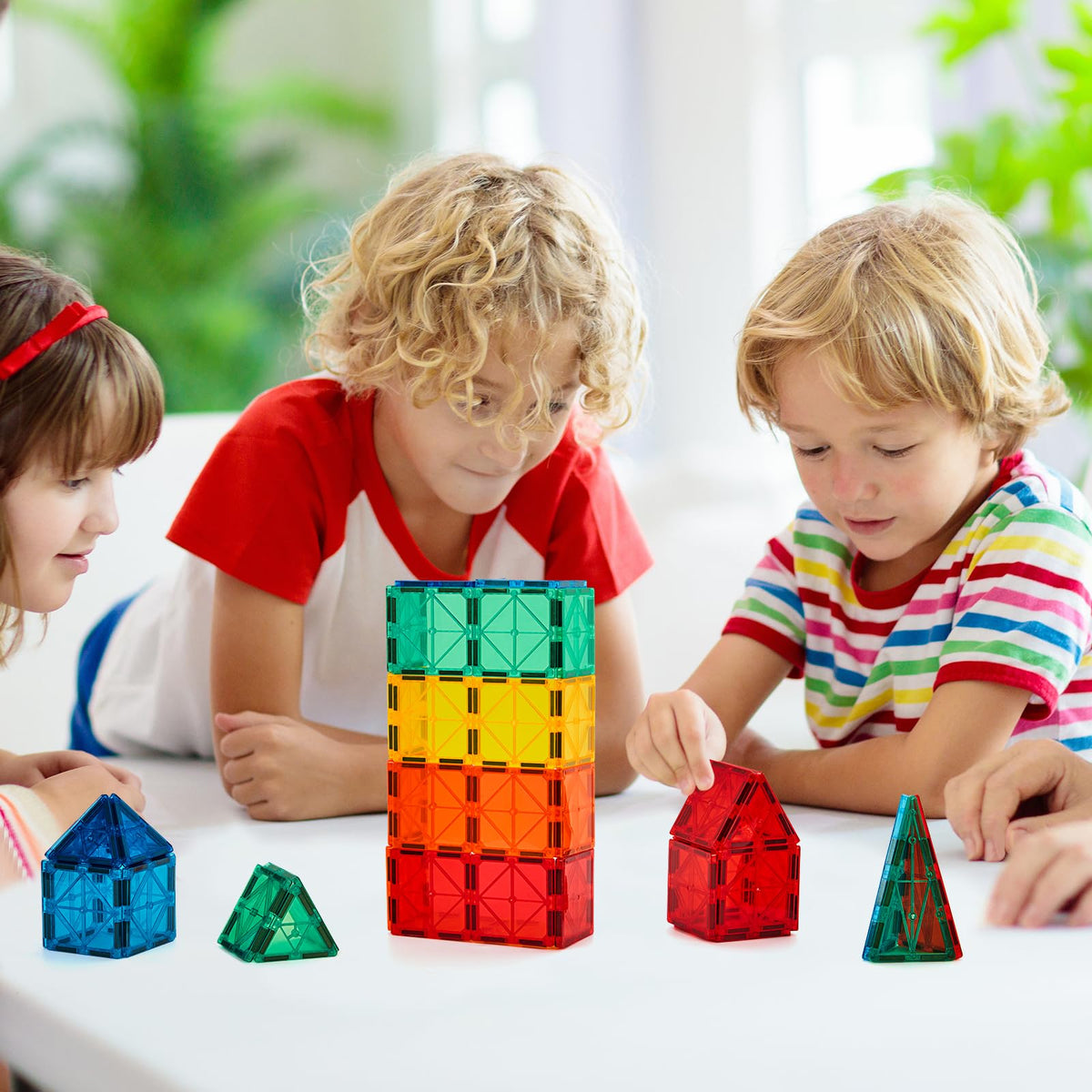 FNJO Mini Magnetic Tiles, 60PCS STEM Building Blocks Toy for Kids