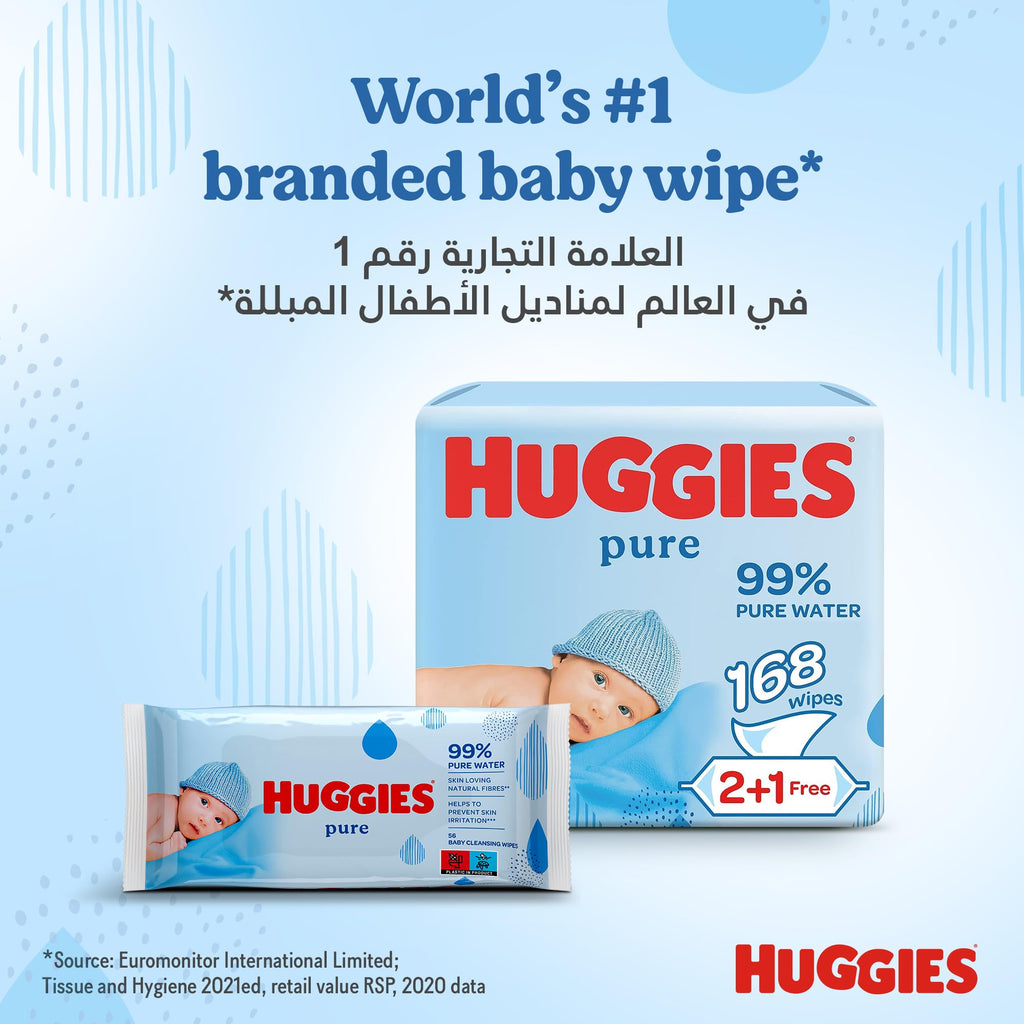 Huggies Pure Plastic Free Baby Wipes - Pack of 18 (864 Wipes) - 99% Water Wet Wipes, Fragrance Free, Hypoallergenic, Better Cleaning, Soft and Gentle on Babies' Delicate Skin