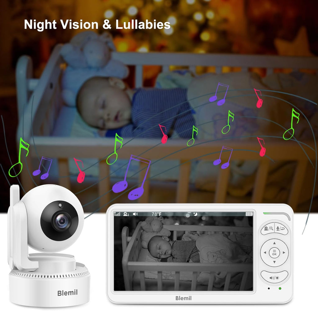 Blemil Baby Monitor with Camera, 6'' IPS Screen Baby Camera Monitor No WiFi