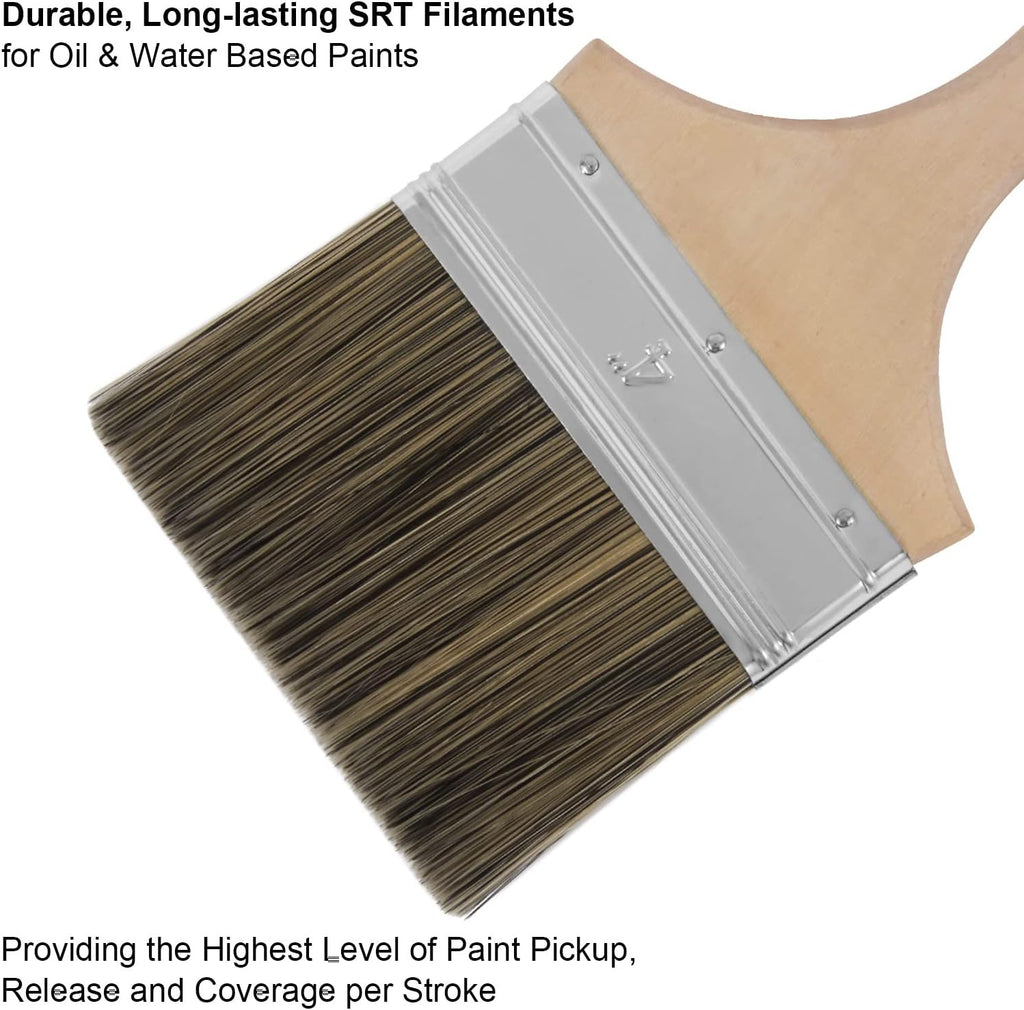 Genixart Double Thick Chip Paint Brush, Wood Stain Brush for Fence, 4 Inch
