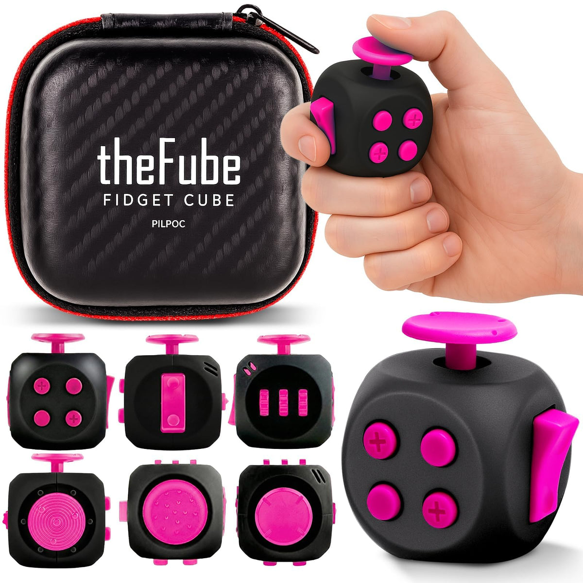 PILPOC theFube Fidget Cube Handy Anxiety Toys for Kids and Adults (Black)