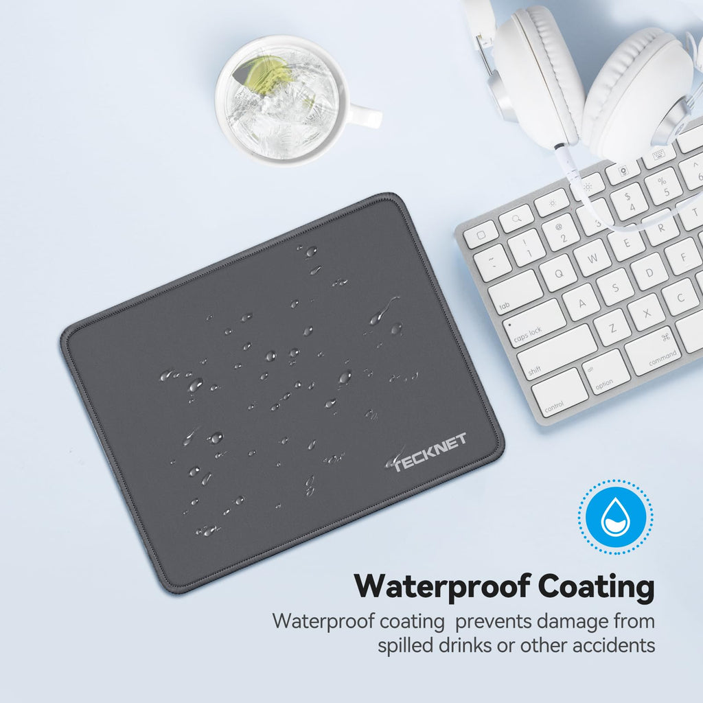 TECKNET Mouse Mat, 2 Packs with Stitched Edges, 270x210x3mm Mousepad