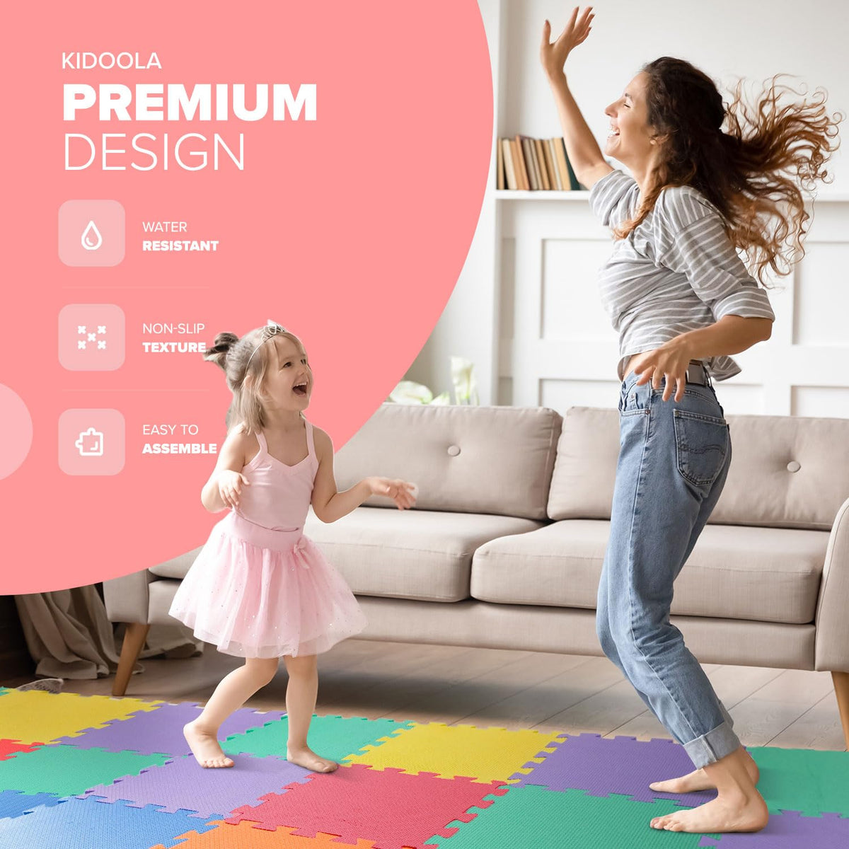 kidoola Foam Baby Play Mat (29x29cm) – Thick & Soft EVA Foam Interlocking Floor Tile Matting for Children – Large Multi Colour, Safe & Comfortable 7mm Thick Play Flooring (27pc)