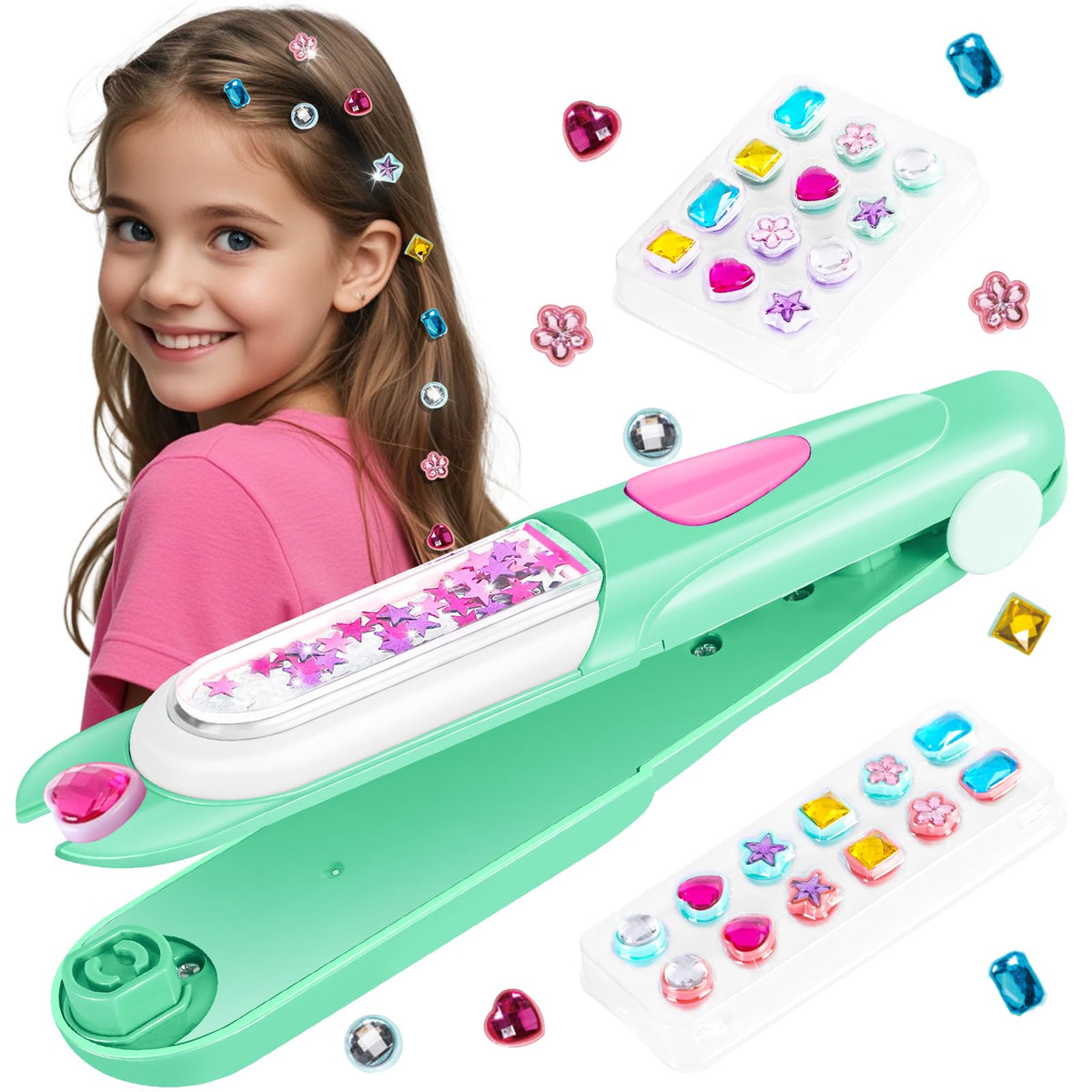 kidzkube Hair Gem Stamper Kit, Birthday Toys for Girls Ages 3-12