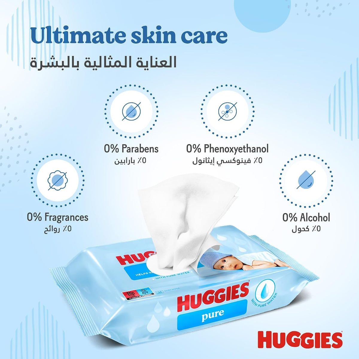 Huggies Pure Plastic Free Baby Wipes - Pack of 18 (864 Wipes) - 99% Water Wet Wipes, Fragrance Free, Hypoallergenic, Better Cleaning, Soft and Gentle on Babies' Delicate Skin