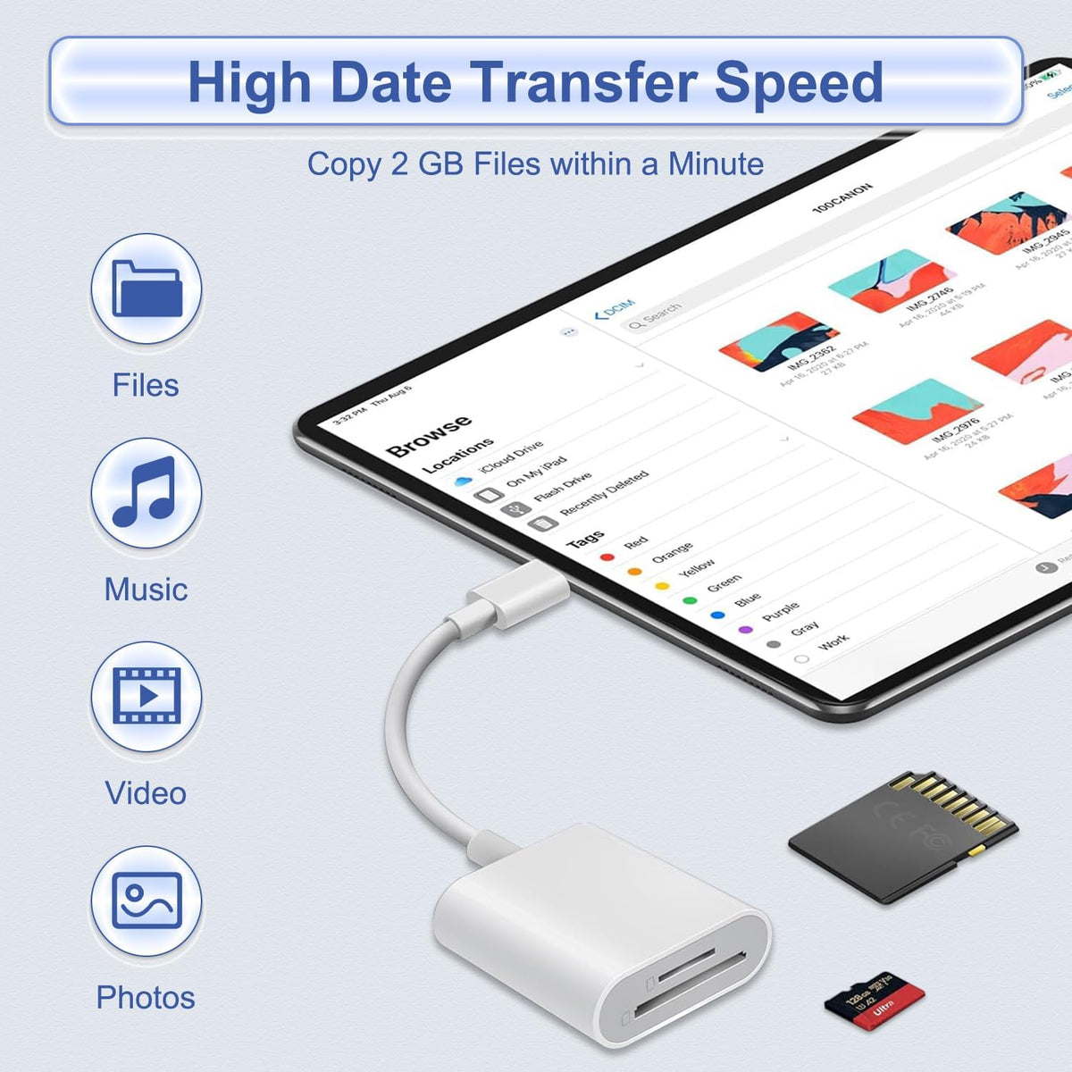 USB C SD Card Reader for iPhone 15 16 17, iPad Pro/mini/Air, MacBook Air/Pro, Samsung S25/S24,Type C Card Reader with Dual Slot Memory Card Reader Trail Camera Card Viewer USB C to SD Card OTG Adapter