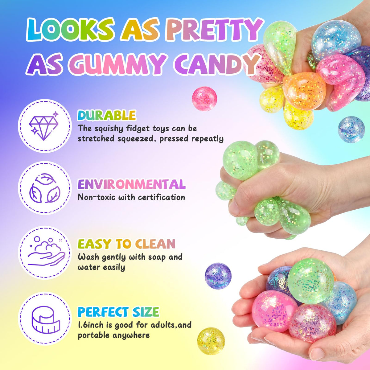 8 Pack Stress Cube ,Slow Rising Stress Balls for Adults