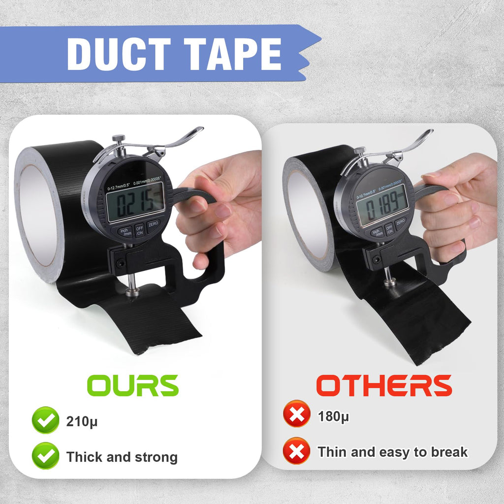 Black Duct Tape, 48mm x 54m (Pack of 3) Gaffer Tape Heavy Duty 8.5Mil