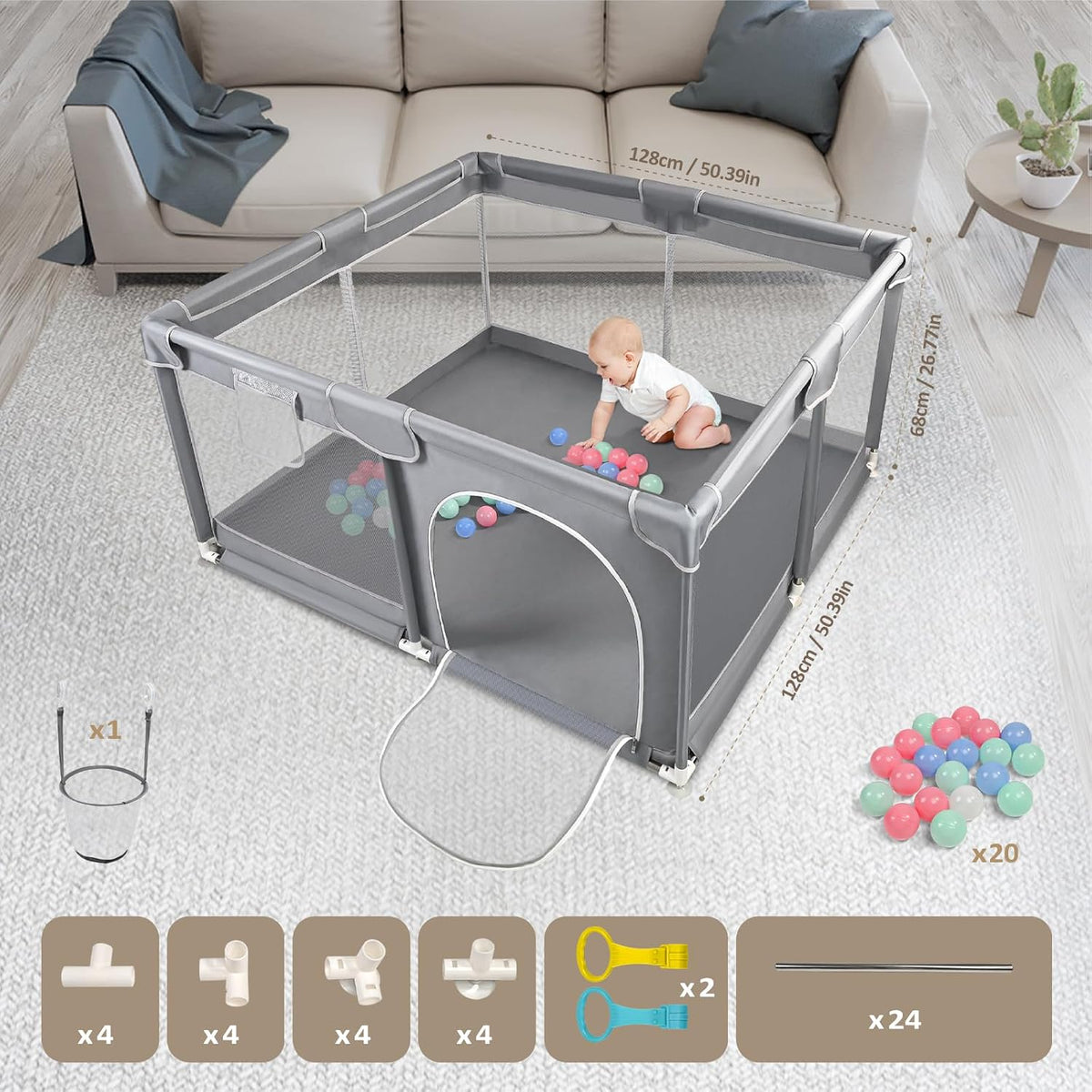 CHOLY Baby Playpen for Babies and Toddlers, Durable Play Pen