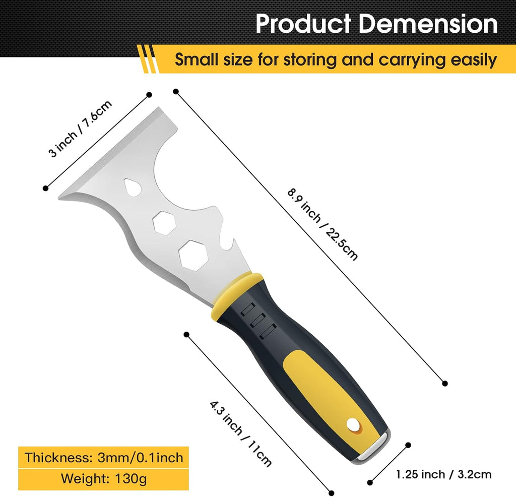 suokoun Paint Wallpaper Scraper Set, 2'', 4'', 6'', 8'' Stainless Steel Paint Scraper Set with Soft Handle, Plastering Tools for Drywall(4 Pack)