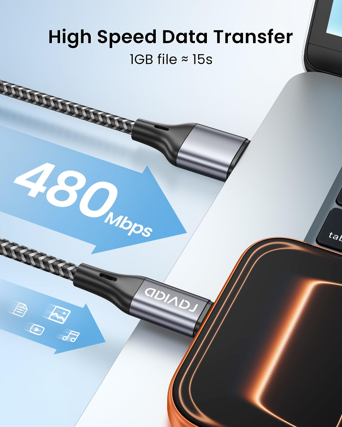 RAVIAD Short USB C Charger Cable 15CM 2Pack, USB to USB C Cable Fast Charge