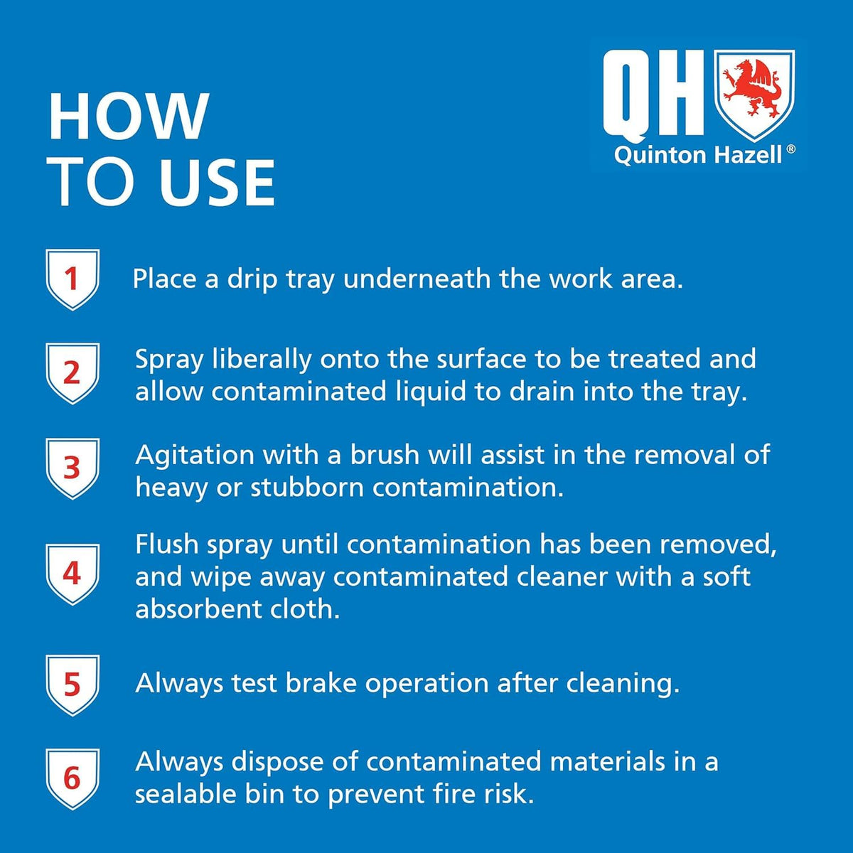 Quinton Hazell Brake Cleaner Spray 600 ml (Pack of 6) - QH6 Brake, Clutch & Parts Cleaner, Fast Drying Formula Removes Grease, Oil & Dirt, Stops Brake Squeal & Clutch Slip