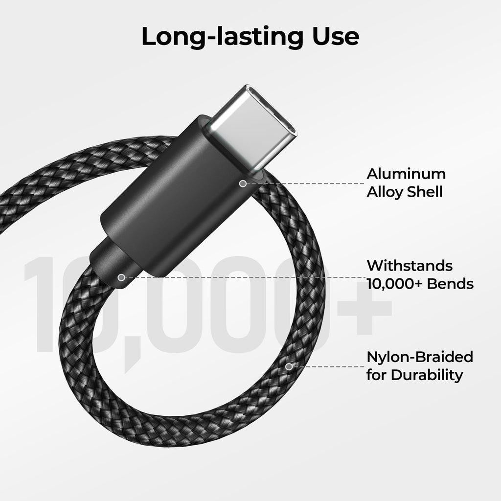 BASESAILOR USB A to USB C Charger Cable 3Pack 0.5/1/2M Black