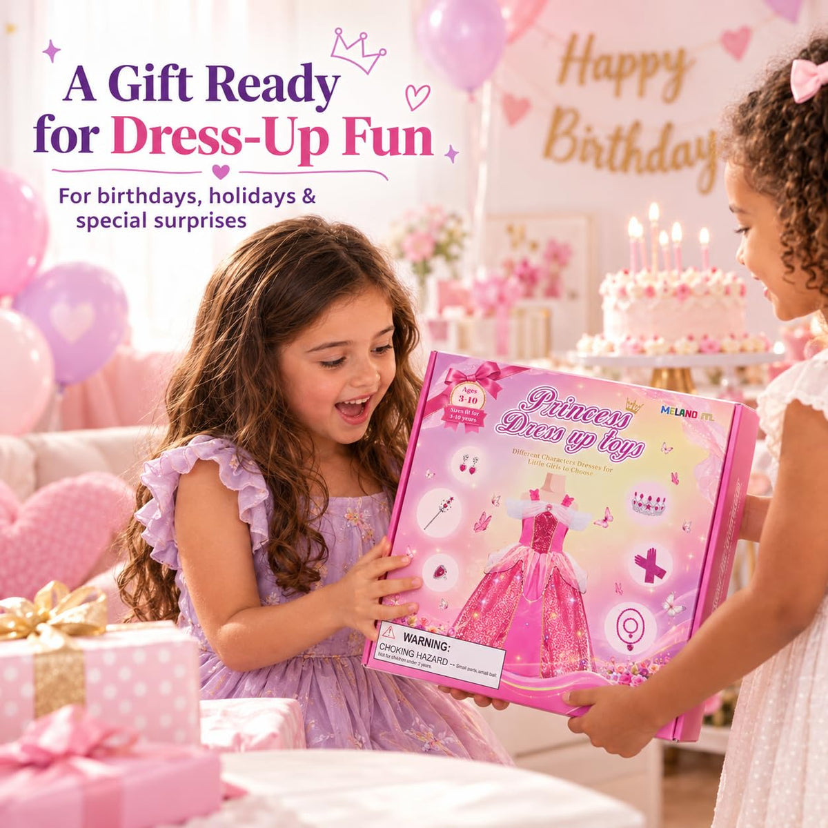 Meland Light Up Princess Dress for Girls Ages 3-10, Halloween Costume Party