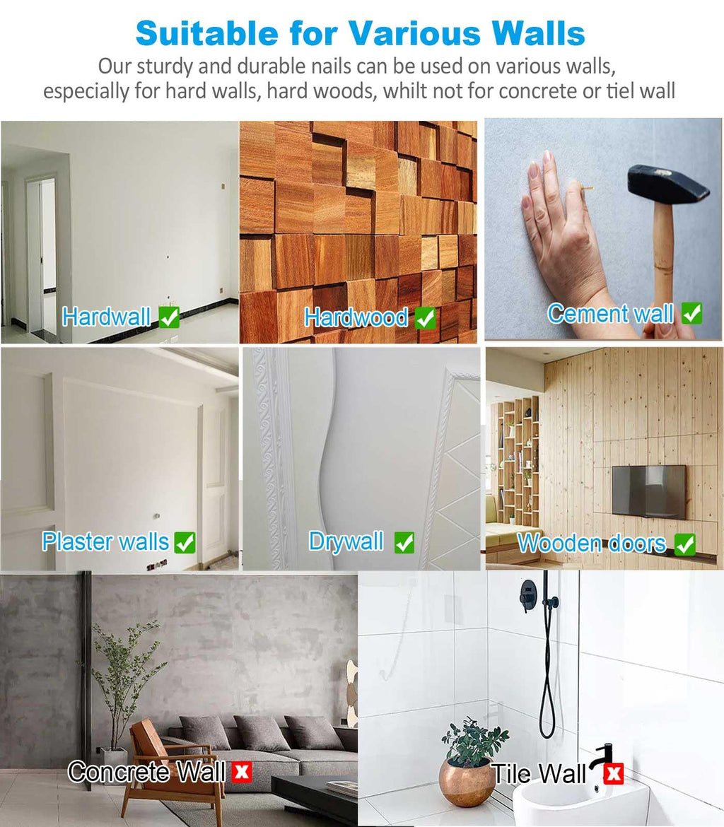 YHYZ Picture Hooks Heavy Duty, Picture Hanging Kit: Hangers (50 30 20 10 lbs) + Small Nails, Hanging Clock Photo Mirror Painting, for Plasterboard Wood Dry Walls Hardwall
