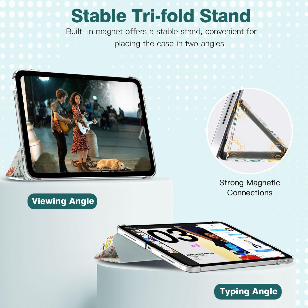 TiMOVO Case for iPad A16 11th Gen 11"/10th Gen 10.9", Colorful Flower