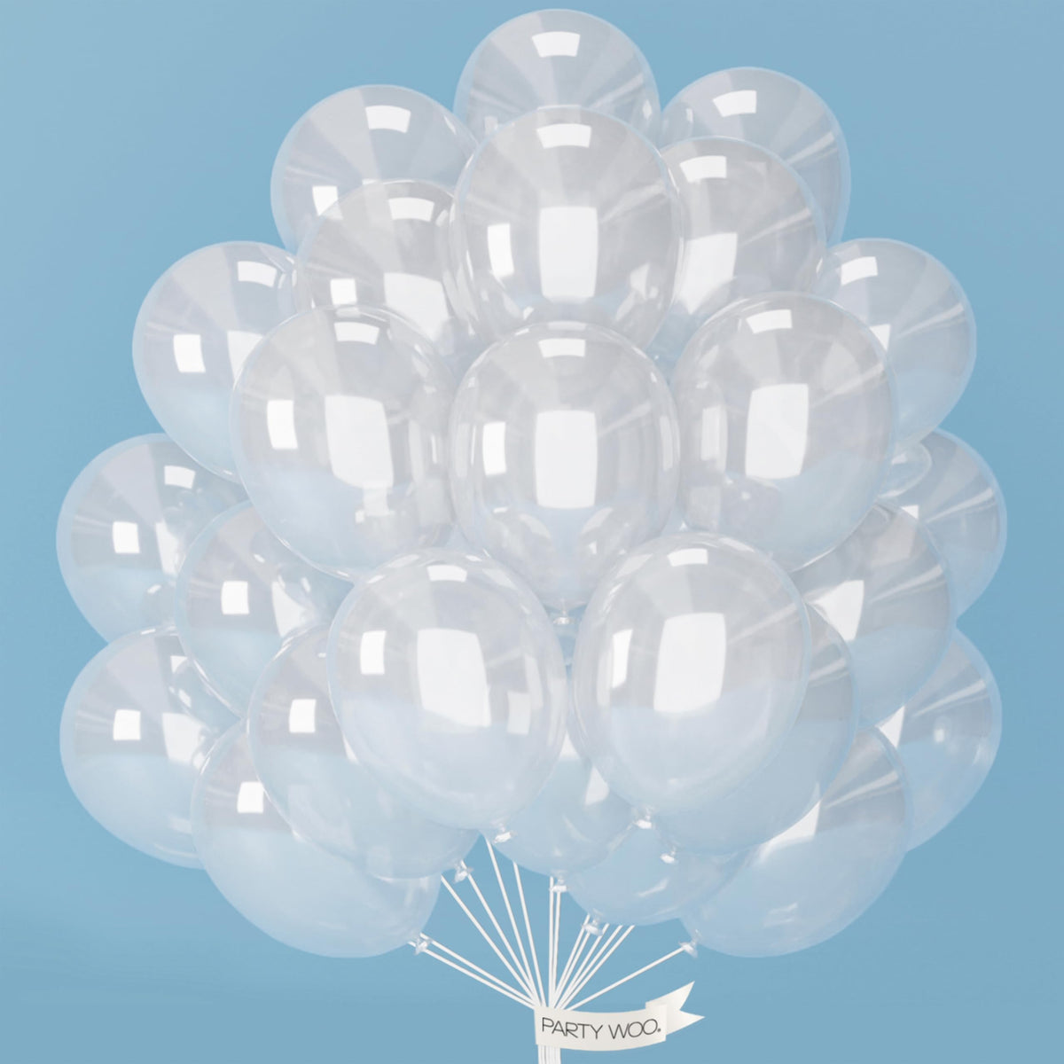PartyWoo Light Blue Balloons 101pcs Baby Pastel Sky Aqua Blue Color 12 Inch