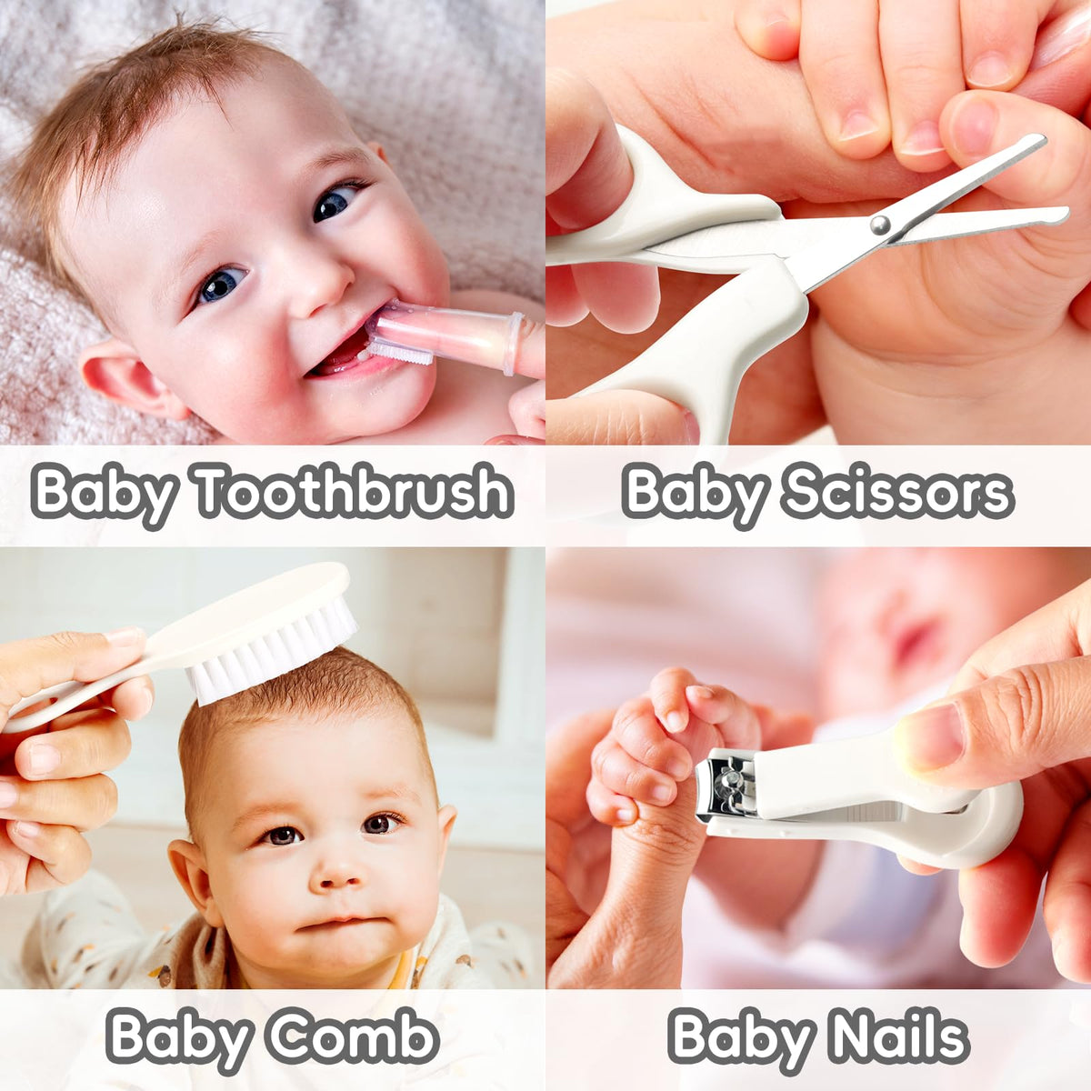 Qunlions life Baby Healthcare and Grooming Kit, Infant Safety Care Set with Hair Brush Comb Nail Clipper, Baby Essentials Kit for Newborn Girls Boys (Green 14 in 1）