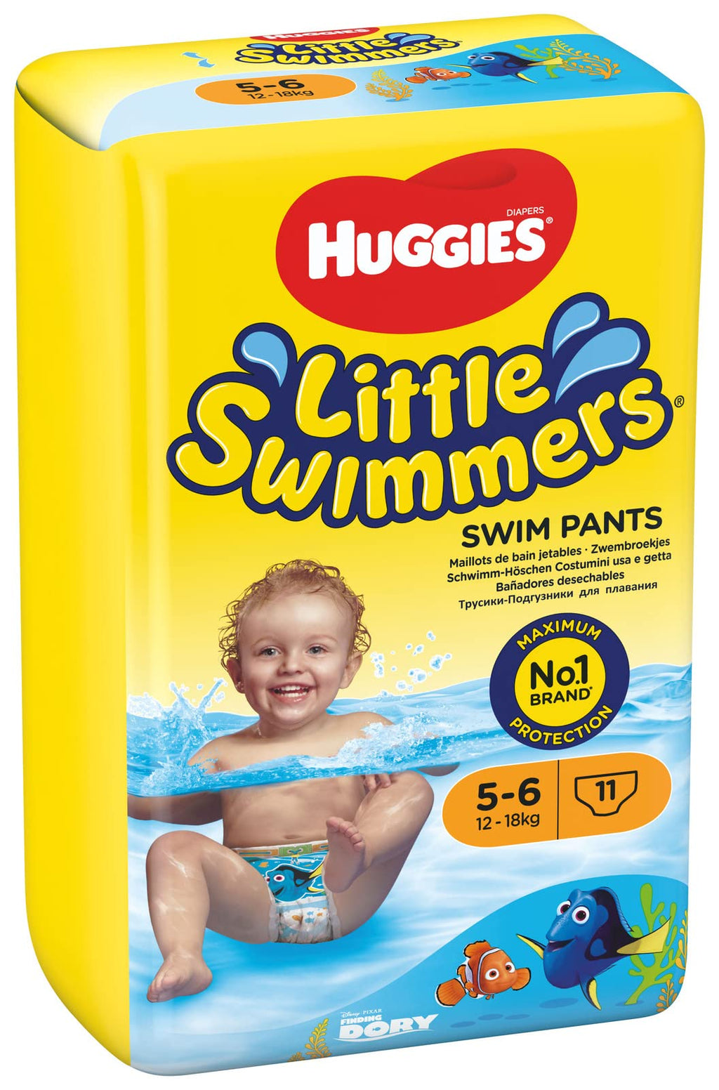 Huggies Little Swimmers, Swim Nappies - Size 3-4, 36 Baby Swim Pants - Leak Guards and Stretchy Waistband Protect Without Swelling - Tear Sides for Easy Removal