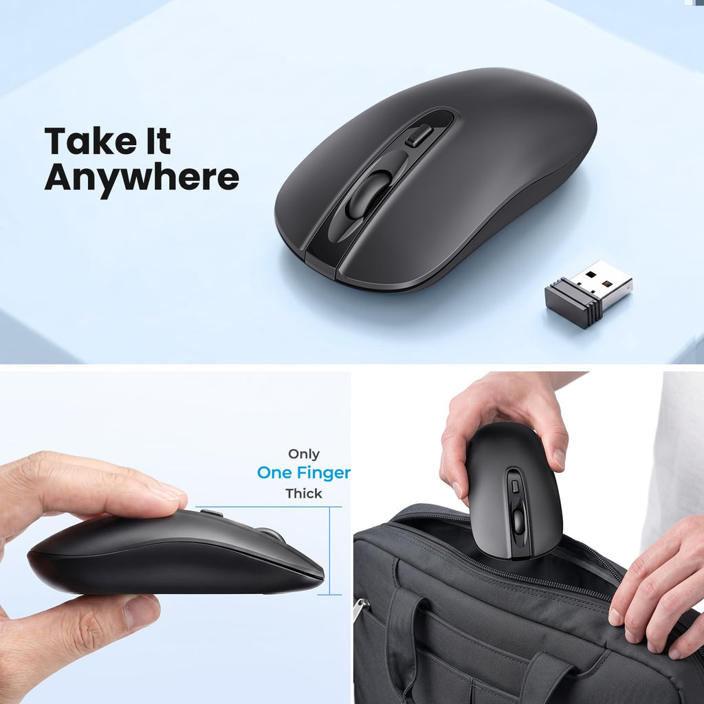 cimetech Wireless Mouse, 6 Buttons Mouse Silent Efficient Design, Suitable for Hand Size & Comfortable Grip, Office Mouse for Laptop PC Computer Tablets Windows Linux, 3 Adjustment Levels, Pinlk