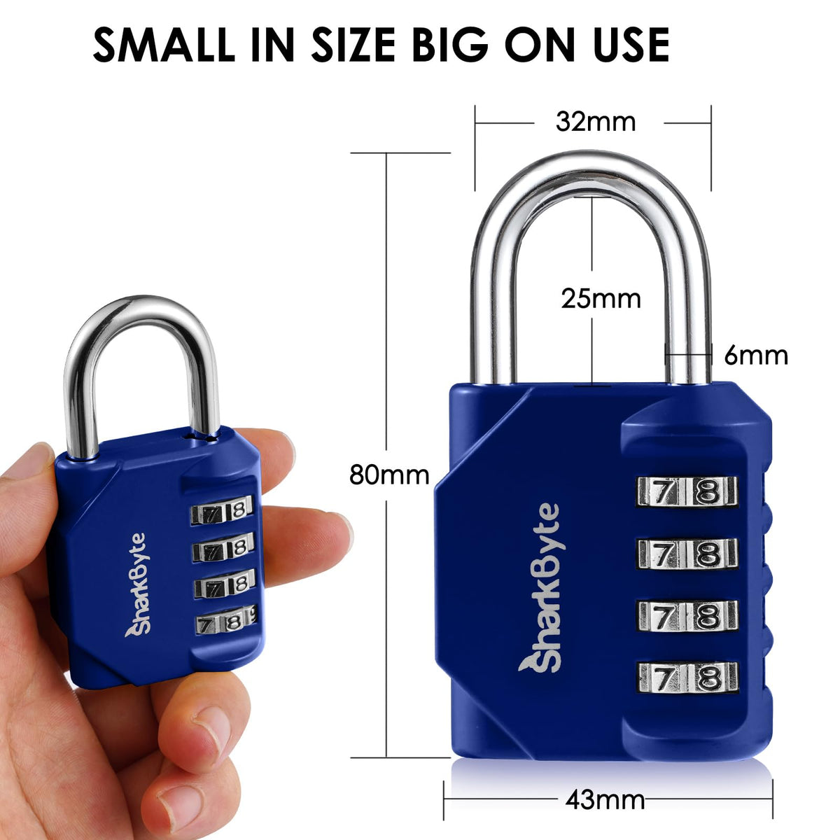 SharkByte Heavy Duty Combination Padlock – 4-Digit Weatherproof Outdoor Lock with Stainless Steel Shackle, Anti-Rust Resettable Code for Gym, School, Locker, Shed, Toolbox, Gate & Warehouse - Purple