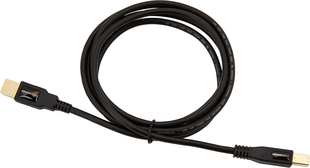 Amazon Basics USB Printer Cable, USB-A to USB-B 2.0, 1.8 m, Black
