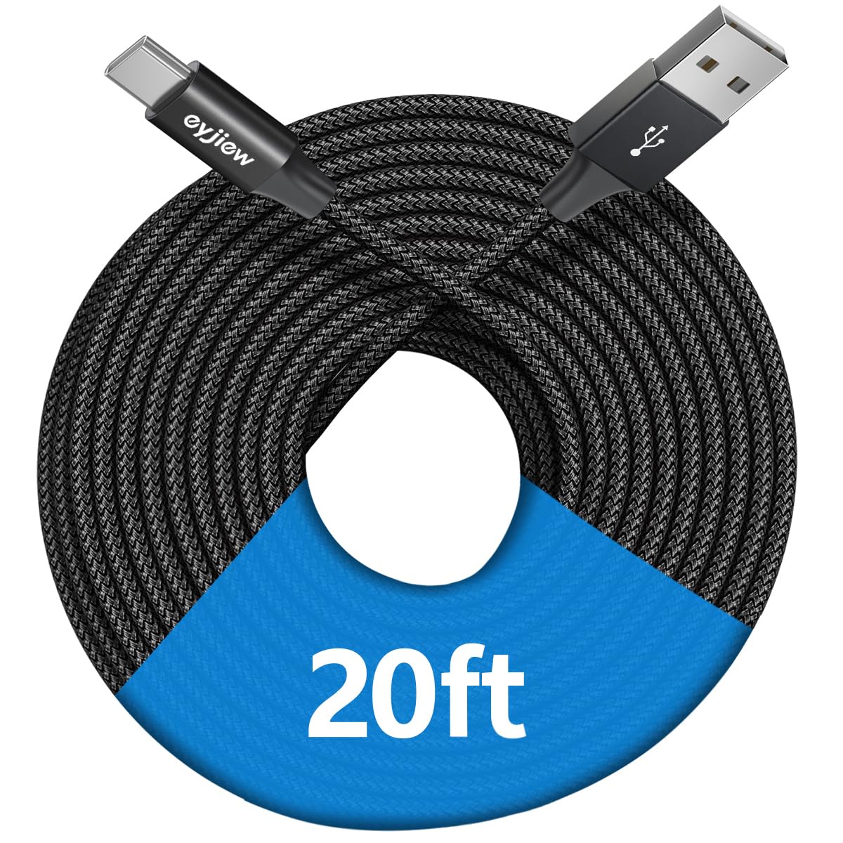 Short USB C Charger Cable 0.5m 2Pack, USB to USB C Car Charger Cable