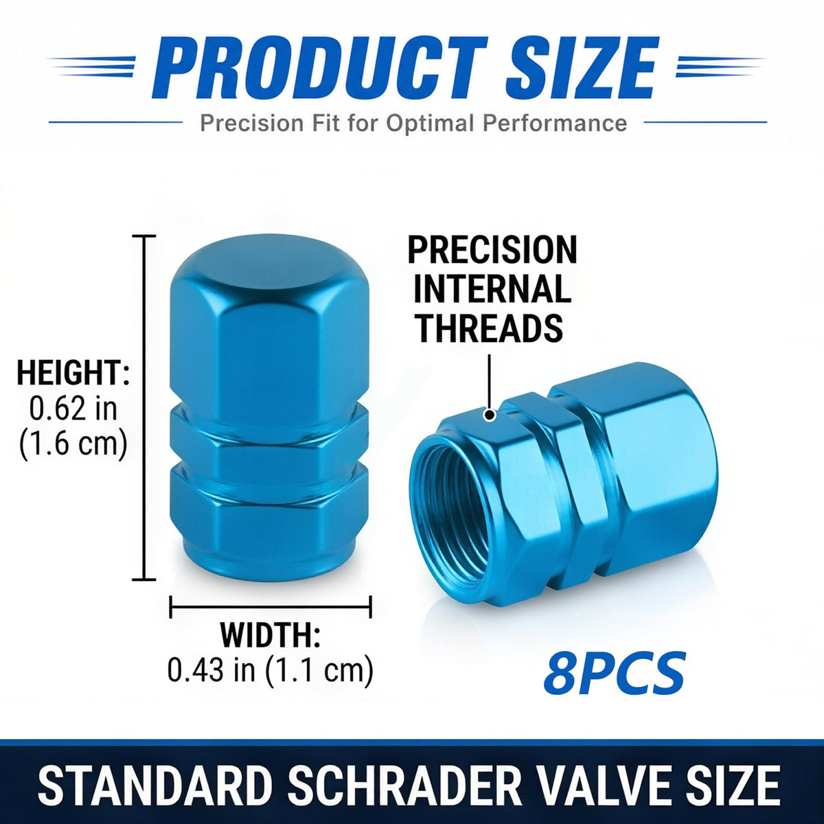 Aluminum Tire Valve Caps,8 Pcs Dustproof Stem Covers