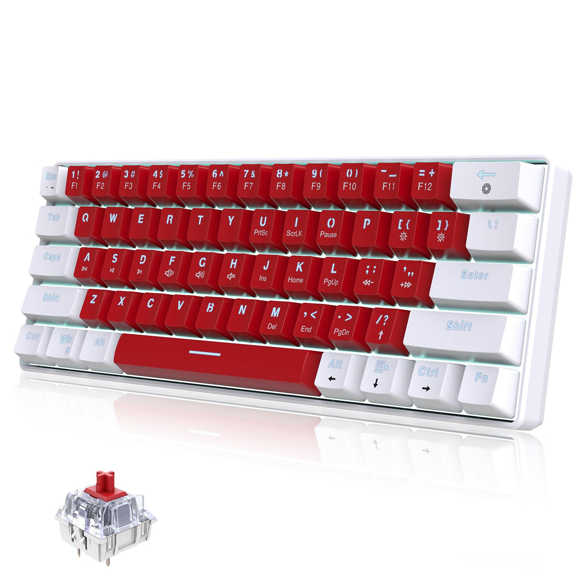 Snpurdiri 2.4G 60% Wireless Gaming Keyboard and Mouse Combo (White-Grey)