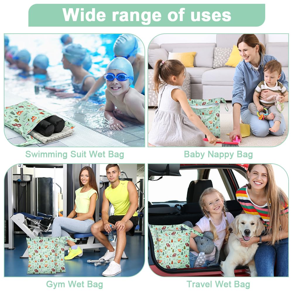 3PCS Wet Bags for Baby Items, Wet Swimsuits, Beach, Camping(Black)