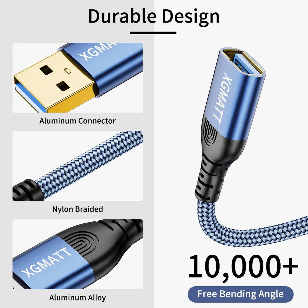 USB 3.0 Extension Cable 1M 2Pack USB Extender Male to Female,Black