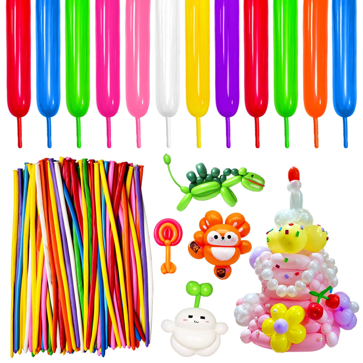 260 Black Long Balloons for Balloon Garland Thickening Skinny Latex Twisting Animals Modeling Christmas Birthday Wedding Party Festival Decorations 100pcs