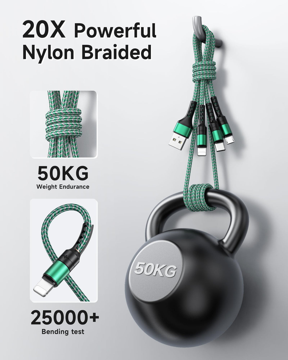 RAVIAD Multi Charger Cable, 3 in 1 Charger Cable 3A USB Fast Charging Cord