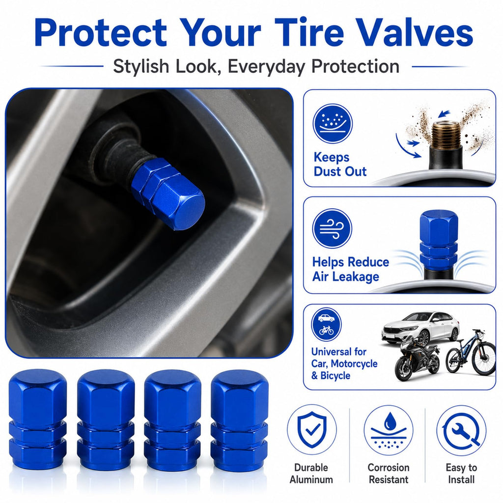 Aluminum Tire Valve Caps,8 Pcs Dustproof Stem Covers