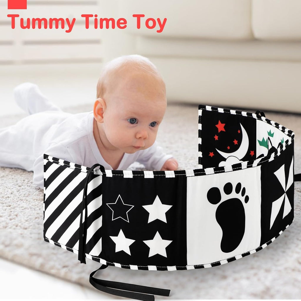 URMYWO Black and White Tummy Time High Contrast Newborn Toys 0-3 Months, Soft Baby Book, Visual Stimulation Montessori Sensory Infant Toys 0-6-12 Months, Shower Gift for Boys Girls