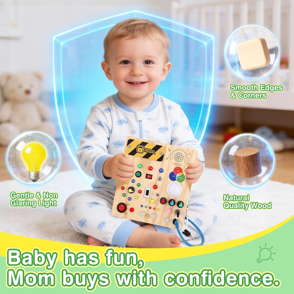 Grarain Busy Board for Toddlers - Montessori Educational Toy for 1-3 Year Old Boys & Girls | Travel-Friendly Sensory Learning Activity | Ideal for Kids with Autism(Busy Board v2)