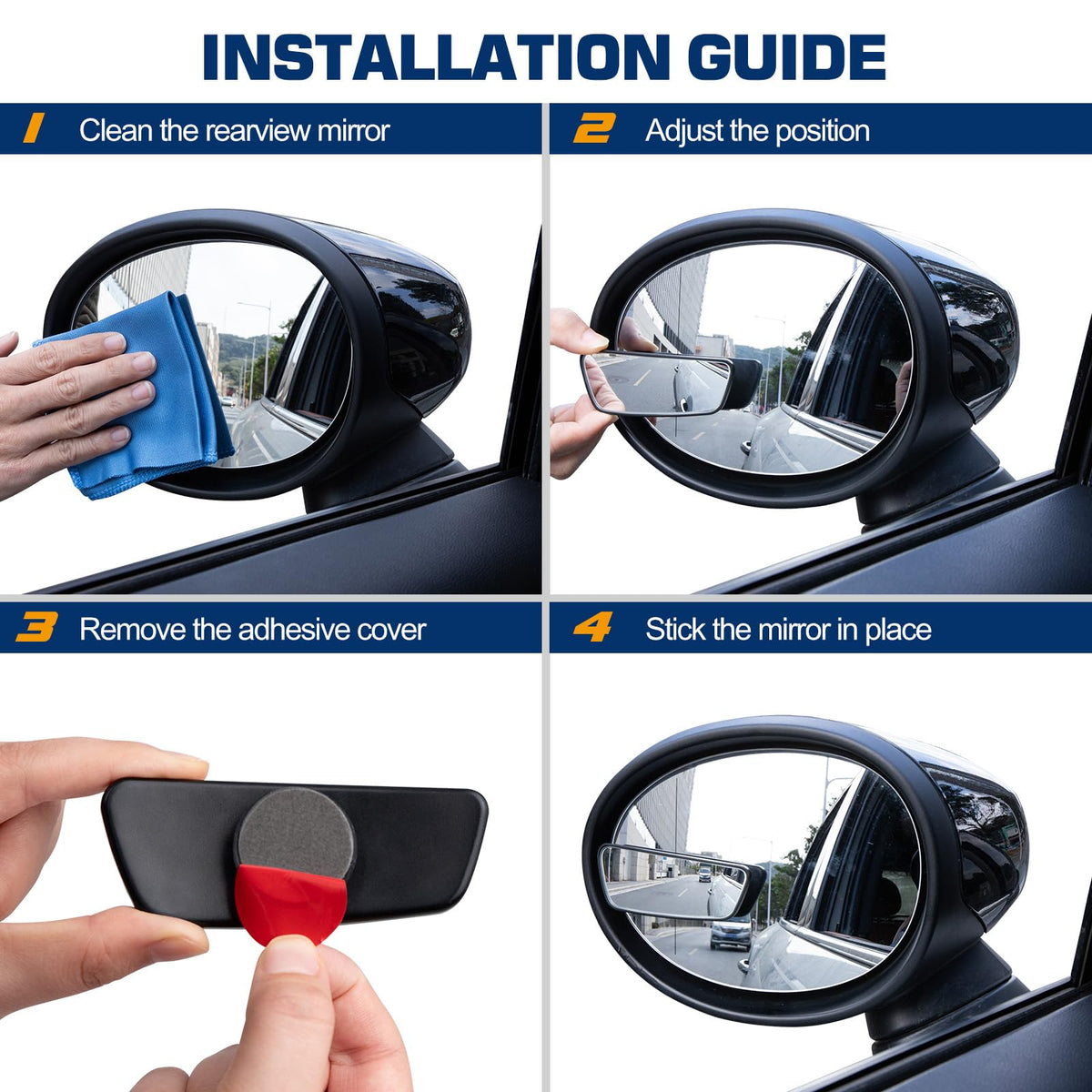 Spurtar Blind Spot Mirrors for Cars, Round Frameless 360° Rotate, 2 Pack
