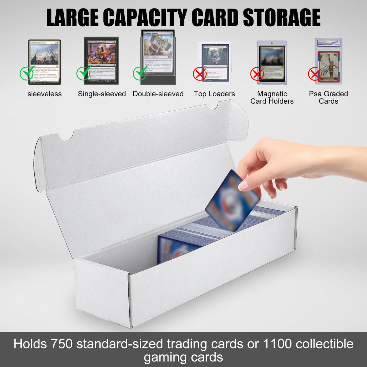 Trading Card Storage Box, 10-Pack 1100 Count White Corrugated Cardboard Box