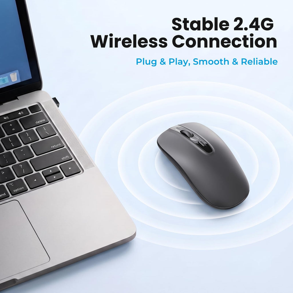 cimetech Wireless Mouse, 6 Buttons Mouse Silent Efficient Design, Suitable for Hand Size & Comfortable Grip, Office Mouse for Laptop PC Computer Tablets Windows Linux, 3 Adjustment Levels, Pinlk