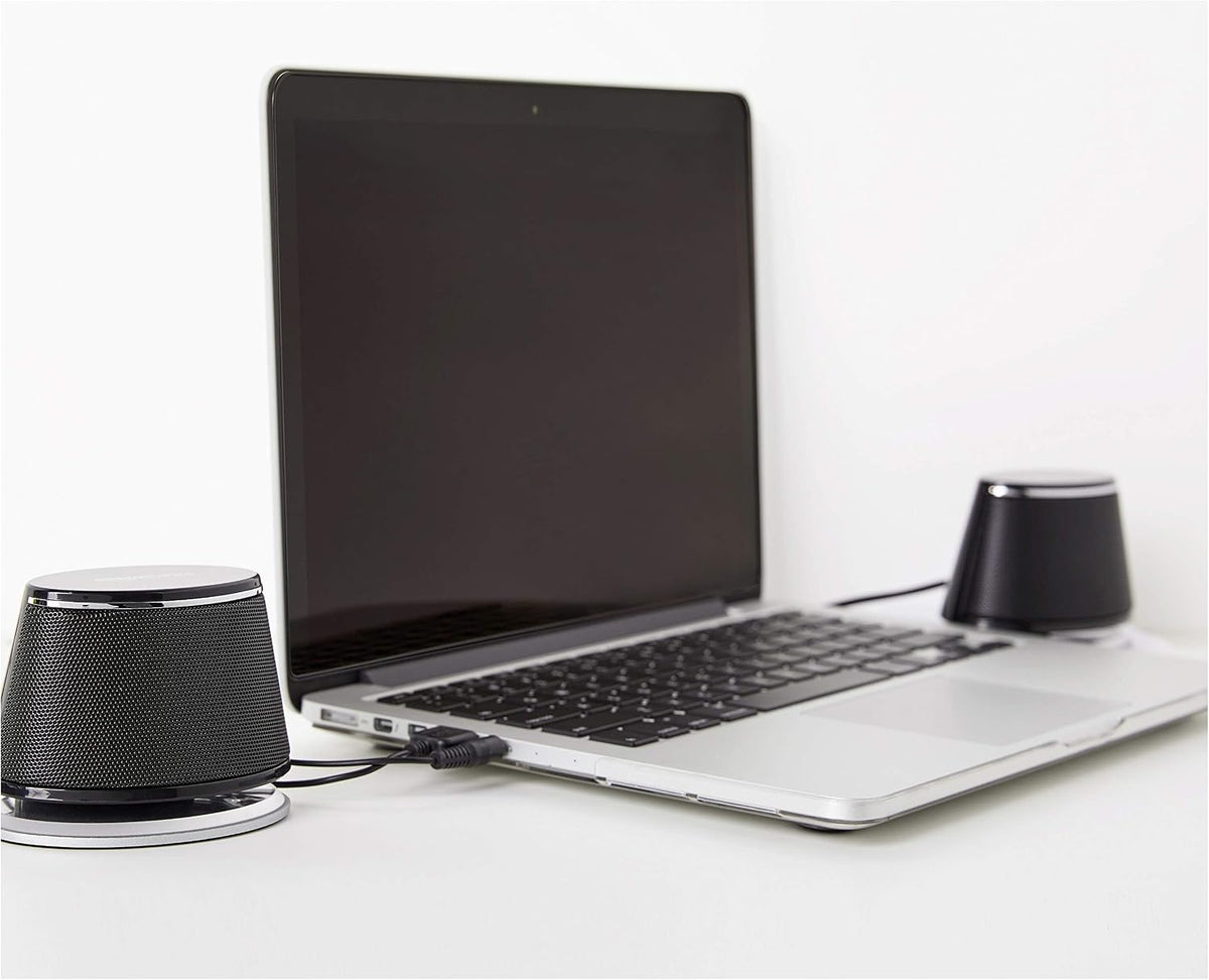 Amazon Basics PC Speakers Stereo 2.0 for Desktop, 3.5mm Input, USB-Powered, Black