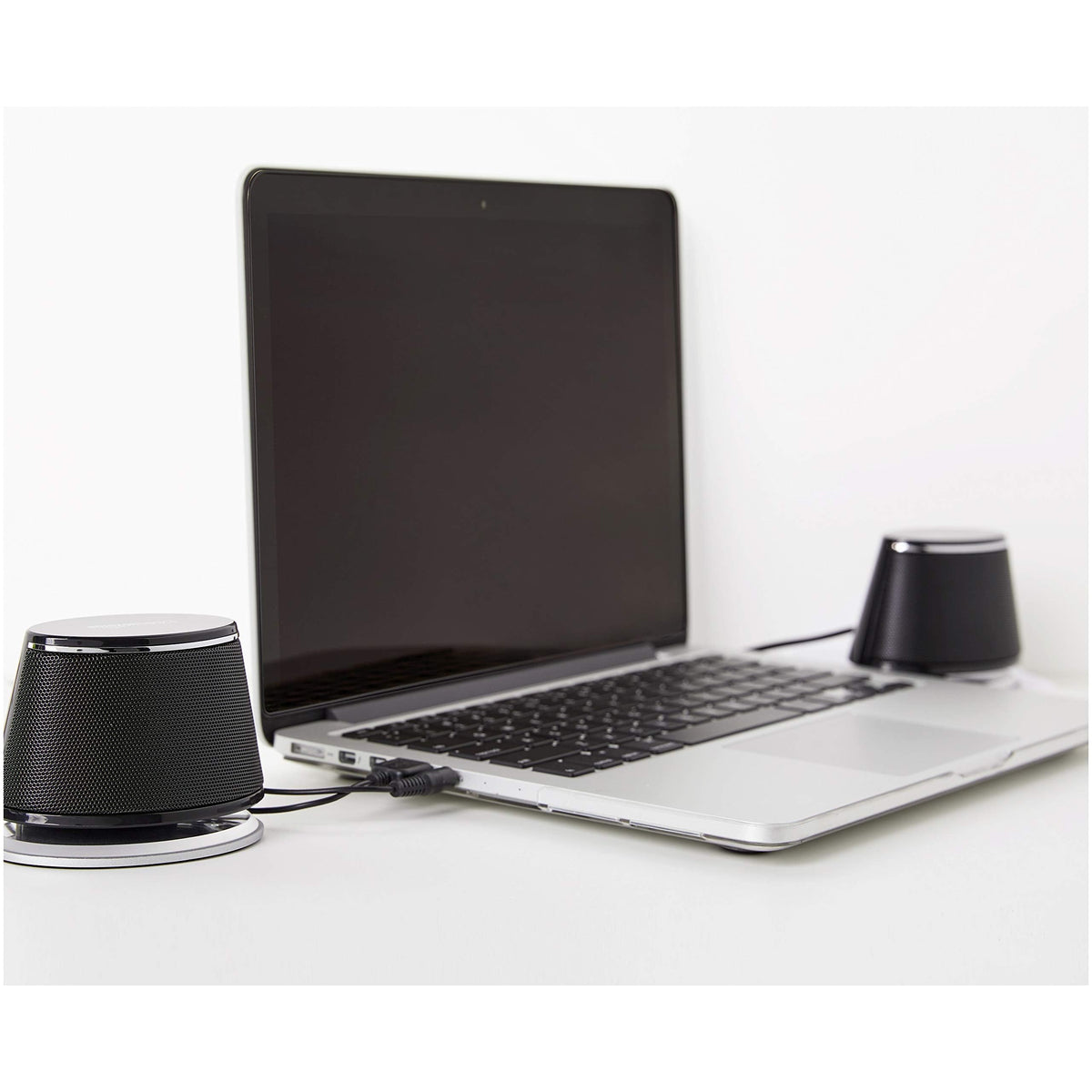 Amazon Basics PC Speakers for Desktop or Laptop, 3.5mm Aux, USB-Powered, Silver