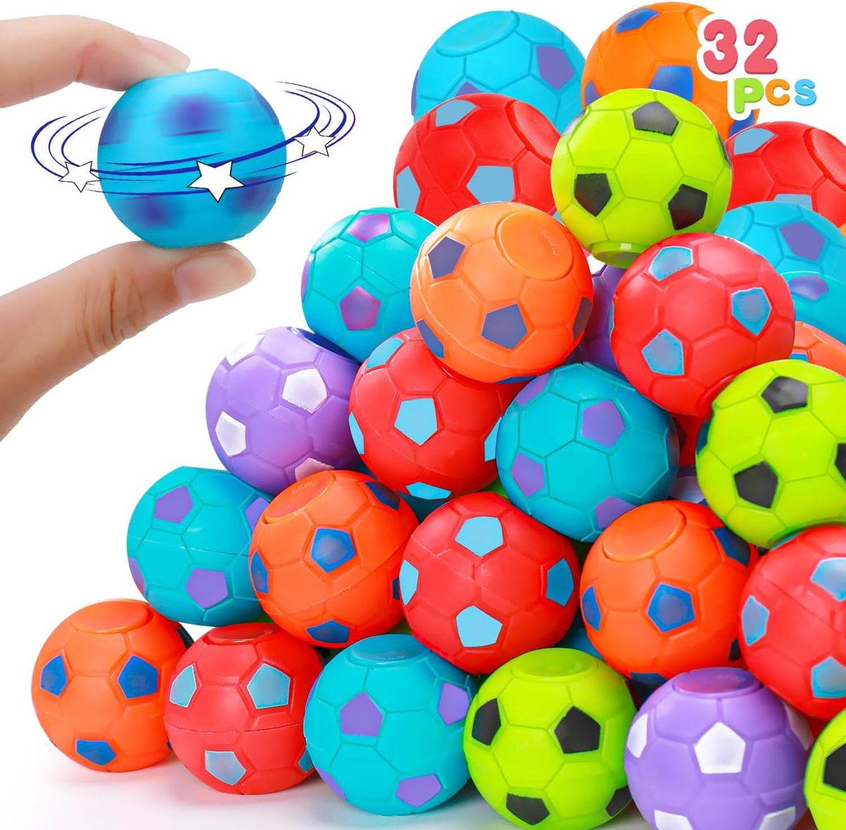 32PCS Fidget Spinner Soccer Balls Halloween Party Favors for Kids 4-8 8-12
