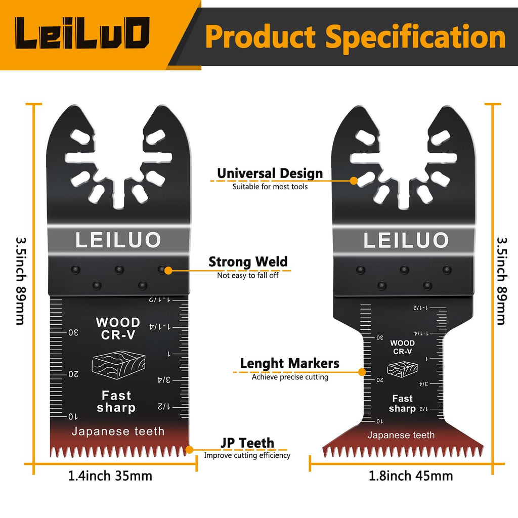 LEILUO 32Pcs Oscillating Tool Blades Wood Metal Multitool Blades Set