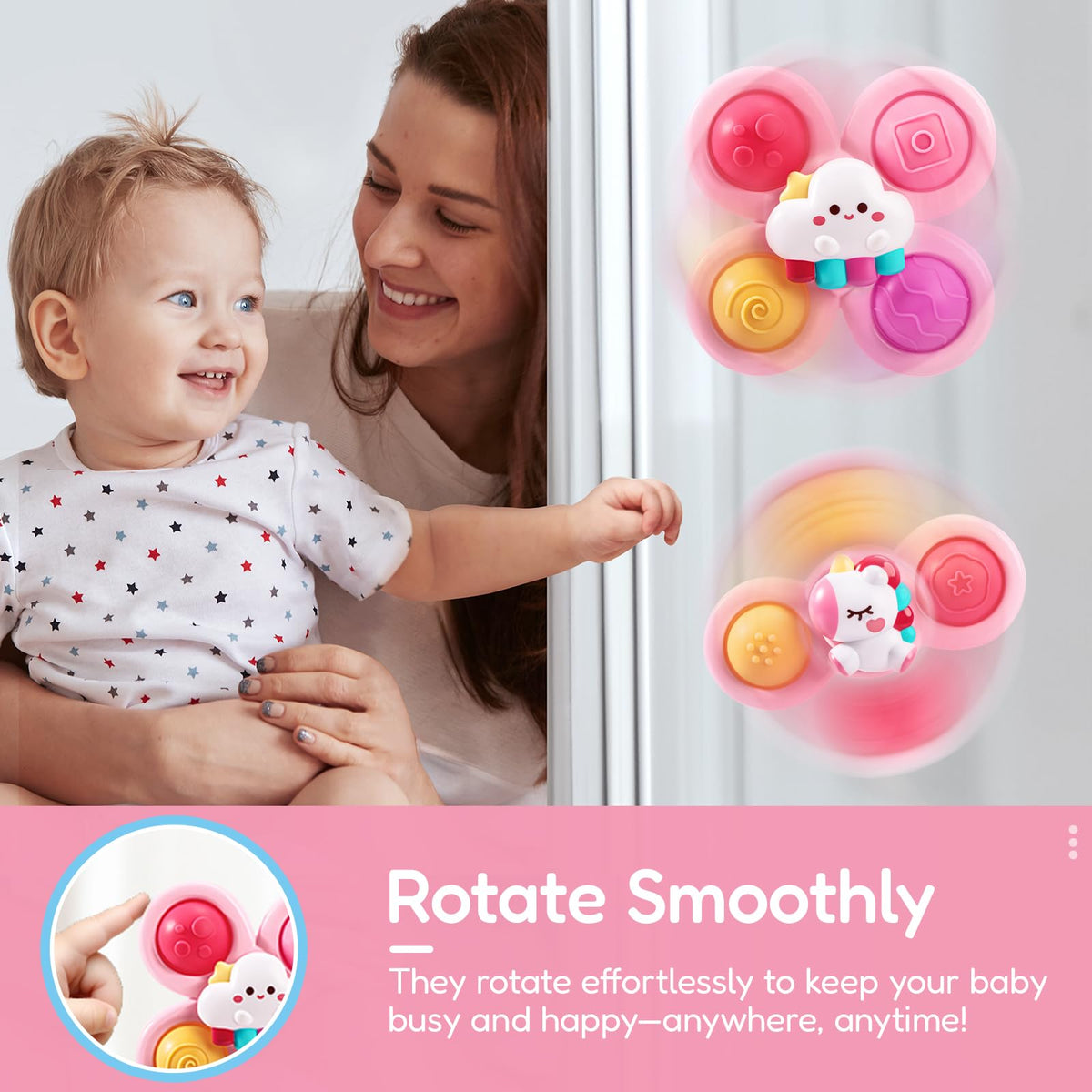 ALASOU Pop Suction Cup Spinner Airplane Travel Toys for 1 Year Old Boy Girl