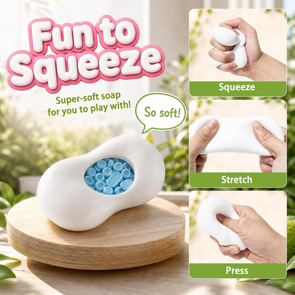 4 Pack Crunchy Squishy Stress Ball,Mango Pudding Peanut & Soap ASMR Fidget