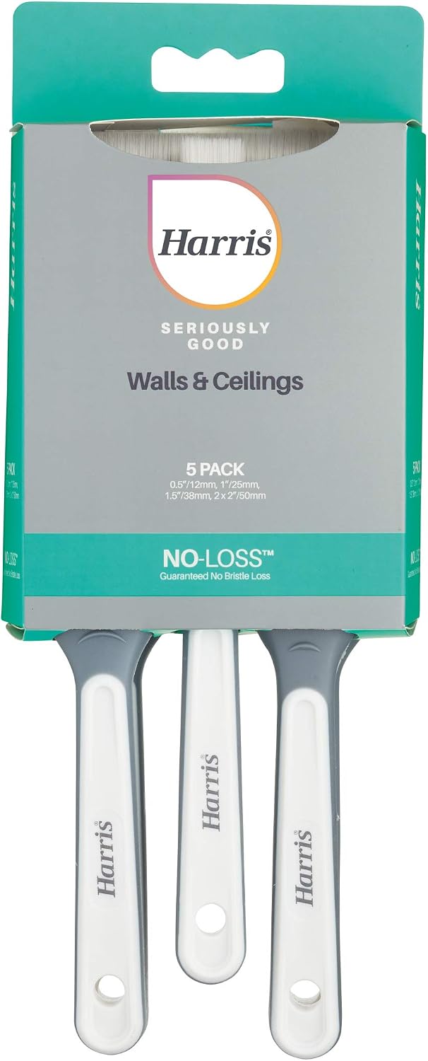 Harris Seriously Good Paintbrush Set, 5 Brush Pack, 1 x 0.5, 1 x 1, 1 x 1.5, 2 x 2 Paint Brushes