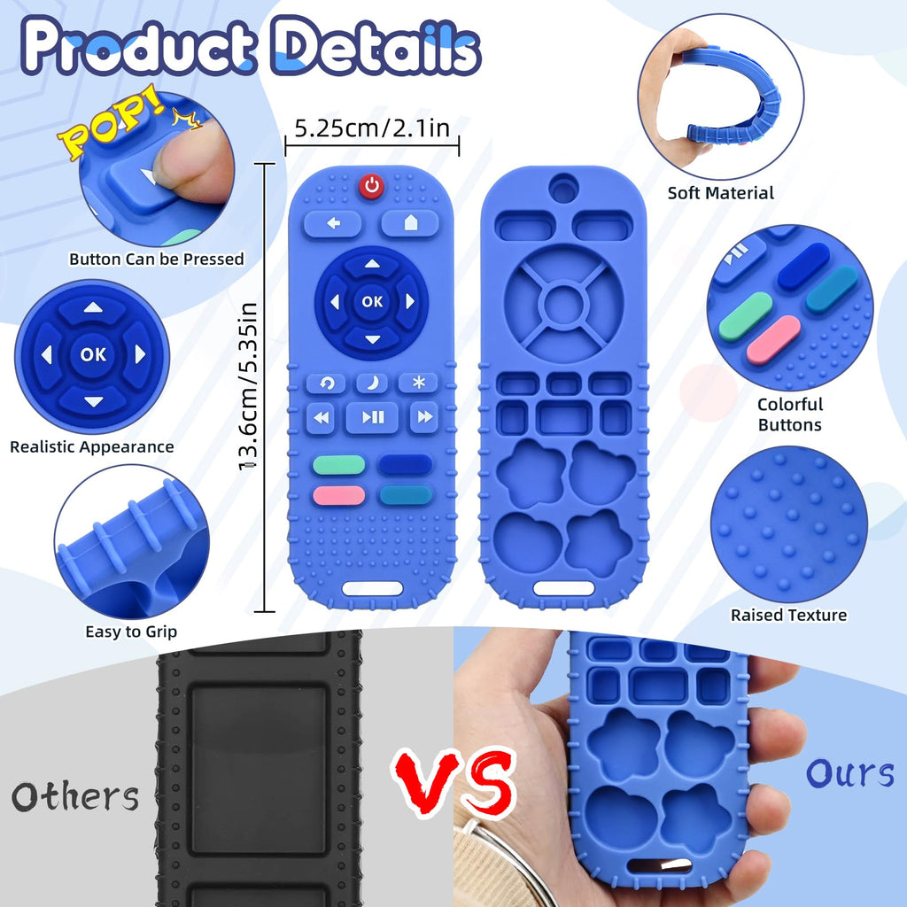 Teething Relief Teethers Toys for Babies 3-6 12 Months Gifts, Silicone Remote Control Baby Teether Bath Toys for 3 6 9 Months Newborn Infant Boy Girl Autism, Food Grade Silicone Sensory Toys, Black