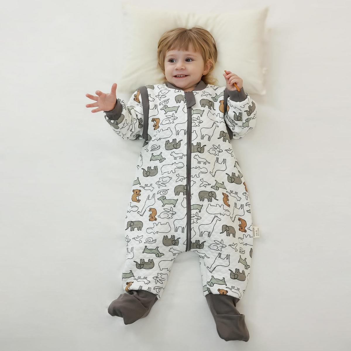 Baby Sleeping Bag with Feet, 2.0 Tog, Removable Sleeves 6-18 months